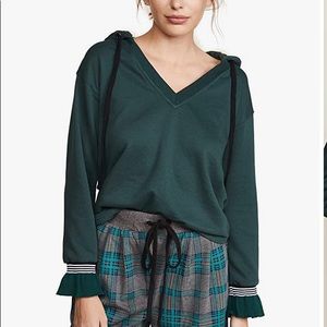 J.O.A. Women's Ruffle Hoodie Pullover Small